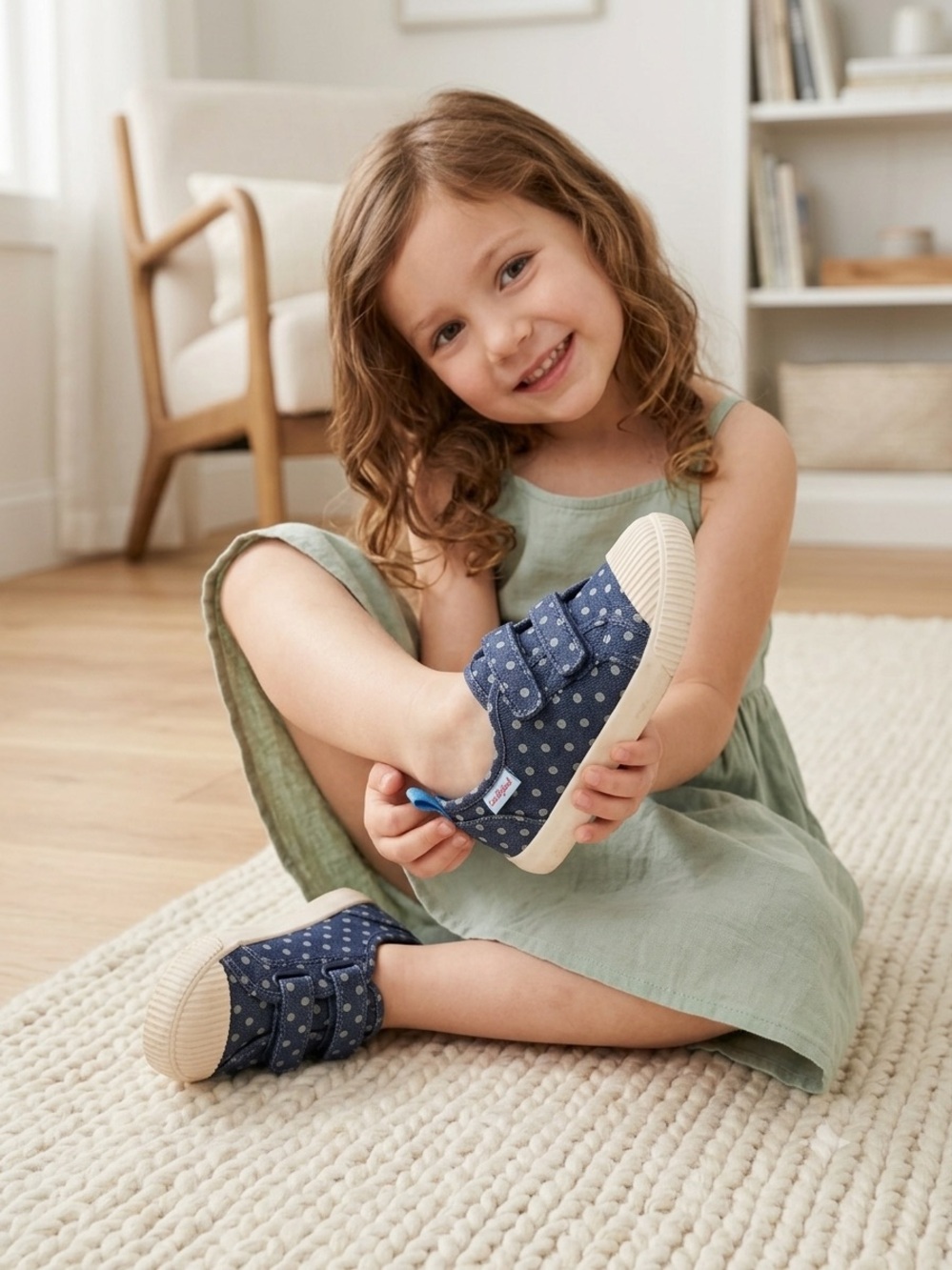 Cat & Jack Navy Blue Polka Dot Toddler Canvas Shoes